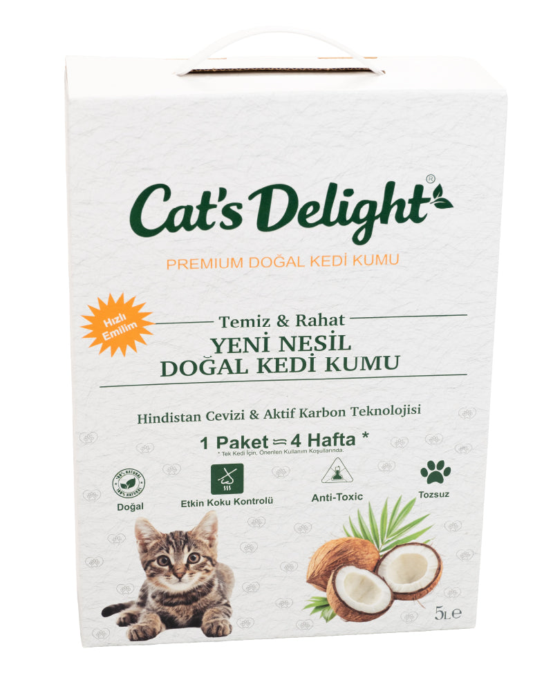 Cat’s Delight – Yeni Nesil Doğal Kedi Kumu (Hindistan Cevizi & Aktif Karbon)