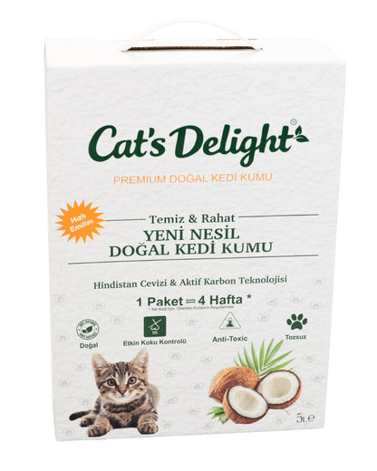 Cat’s Delight – Yeni Nesil Doğal Kedi Kumu (Hindistan Cevizi & Aktif Karbon)