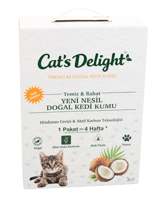 Cat’s Delight – Yeni Nesil Doğal Kedi Kumu (Hindistan Cevizi & Aktif Karbon)