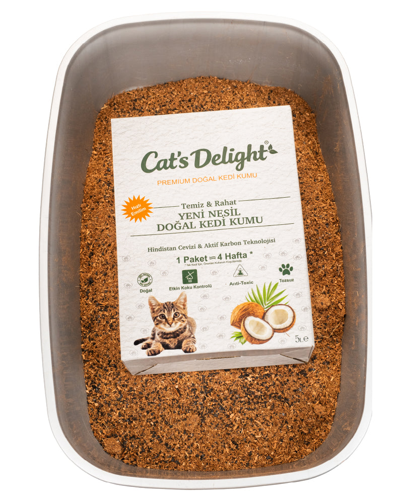 Cat’s Delight – Yeni Nesil Doğal Kedi Kumu (Hindistan Cevizi & Aktif Karbon)