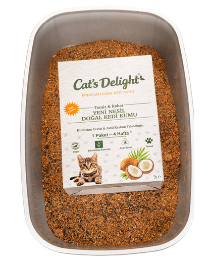 Cat’s Delight – Yeni Nesil Doğal Kedi Kumu (Hindistan Cevizi & Aktif Karbon)