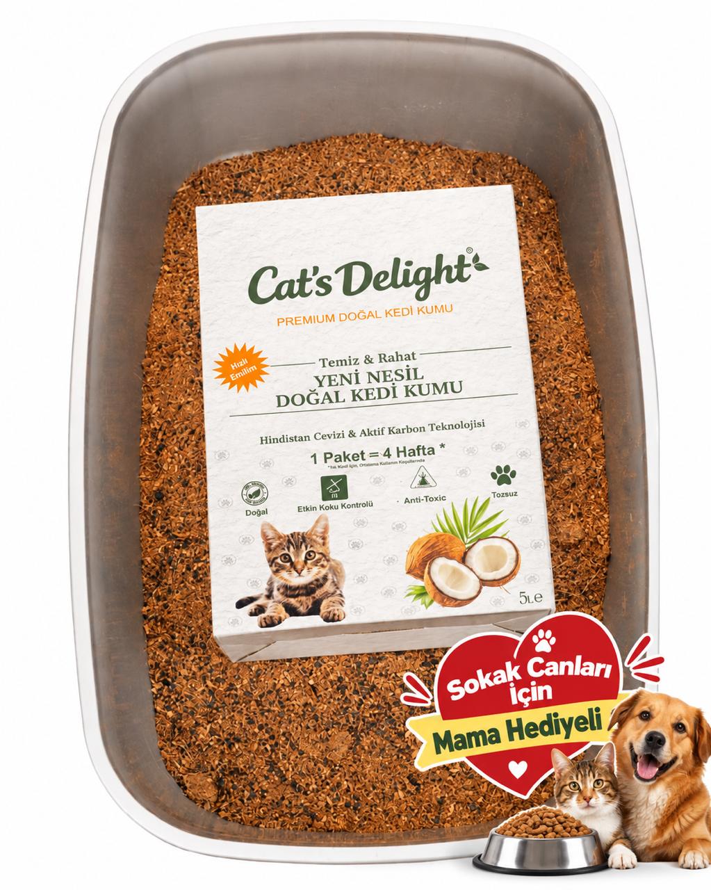 Cat’s Delight Doğal Kedi Kumu – Hindistan Cevizi & Aktif Karbon